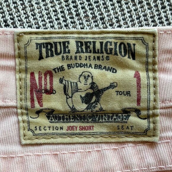 True Religion Pink Joey Low Rise Corduroy Booty Shorts size 27 - Picture 9 of 11
